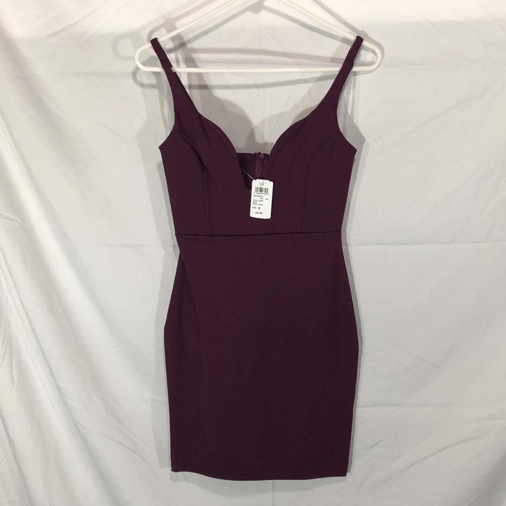 Purple V-Neck Mini Dress